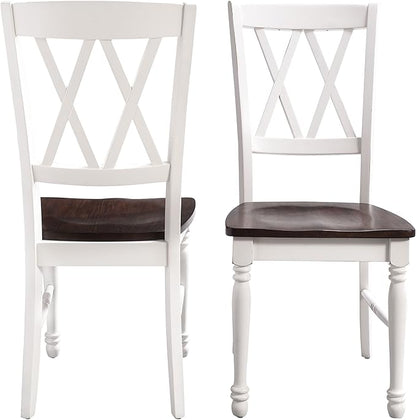 Crosley Furniture Shelby Traditional Wood X-Back Dining Room Chairs Set of 2, Kitchen Chair, Distressed White