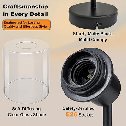 HiBay 1-Light Black Track Lighting Fixture, Ceiling or Wall Mount Adjustable Spotlight with Glass Shade, Modern Farmhouse Industrial Light for Bathroom Vanity, Bedroom, Hallway, E26 Base