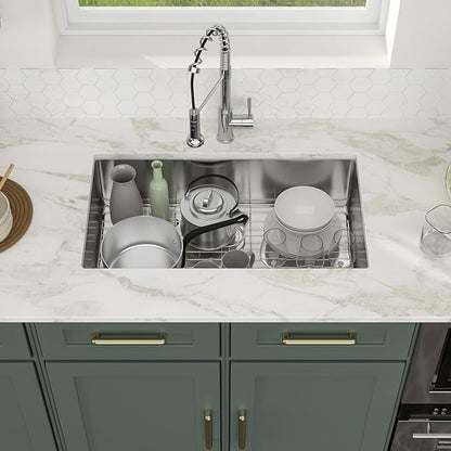 Logmey 36 Inch Undermount Kitchen Sink - 36x19 SS304 Stainless Steel Sink 16 Gauge Single Bowl Handmade Kitchen Sinks with Assembly