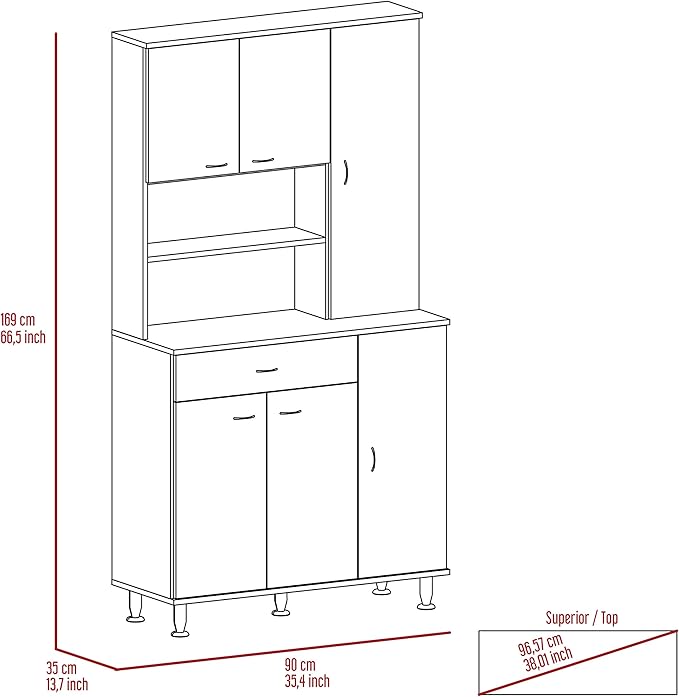 Modern Kitchen Pantry, White Storage Cabinet with 1-Shelf and 1-Drawer, Easy to Maintain, for Dining Room