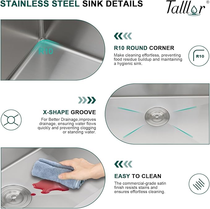 Outdoor Kitchen Sink - Drop In Utility Sink with Faucet Combo 25x22x12 Topmount Workstation 16 Gauge Stainless Steel Single Bowl Sinks for Laundry Room, Outdoor, Garage #TLT-0063