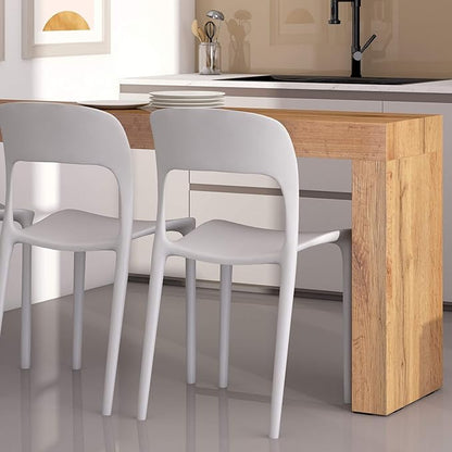 Mobili Fiver, Evolution Dining Table 70.9 x 15.7 in, with Wireless Charger, Rustic Oak with One Leg, Made in Italy