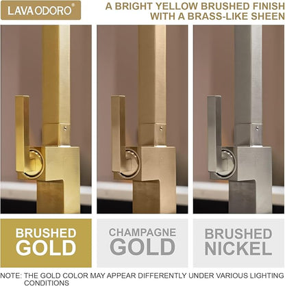 Brushed Gold Kitchen Faucet with Pull Down Sprayer, Lava Odoro Gold Single Handle Kitchen Sink Faucet, Gold Faucet for Kitchen Sink with Magnetic Docking Spray Head, Deck Plate, KF182-SG