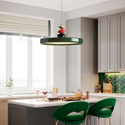 Mikeru Modern Pendant Lights, 23.6" Vintage Green Pendant Lighting Fixture with Remote Control Dimmable 3 Color Mode & Brightness Mid Century Island Light Fixture for Dining Room,Kitchen,Living Room