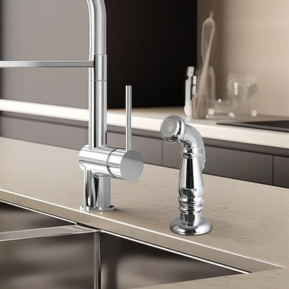 Universal Sink Sprayer Attachment for Kitchen Faucet, Kitchen Side Sprayer Head Compatible with Delta, Moen, Kohler and Other OEM Brands Pull Out Spray Head, Chrome, Classic Design