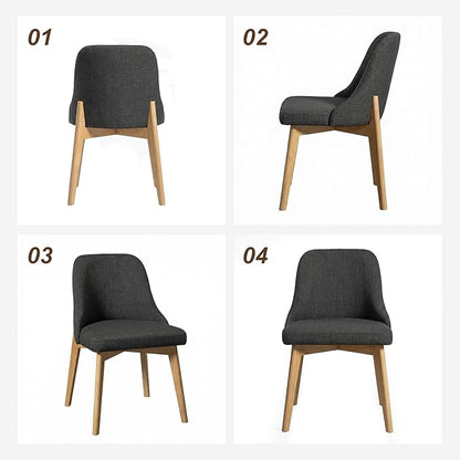 Casaphoria Set of 2 Upholstered Dining Chairs, Dark Grey Fabric Kitchen Chairs with Black Wood Legs, Modern Accent Chairs for Dining Room, Living Room or Kitchen