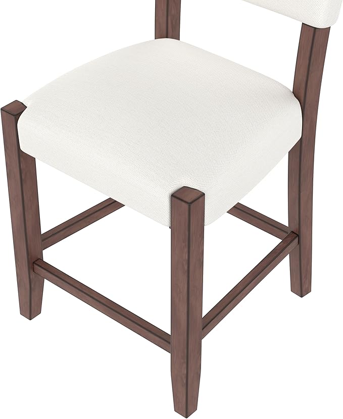 Merax Mid Century Modern Dining Chair Set of 4, 40.4" H Counter Stools with Back, Off White Linen Upholstered Barstools with Solid Wood Legs, Bar Chairs for Kitchen Island Dining Room