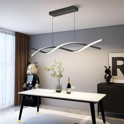 Modern LED Ceiling Pendant Light, 47IN Modern Chandelier with Remote Control 3000k-6500K Adjustable Color Temperature, Aluminum Island Lighting Lamp for Dining Room, Living Room, Island