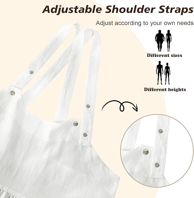 Cityelf Vintage White Apron Maid Pioneer Costume Victorian Style Cotton 50’s Ruffle Dress Apron with Long Ties and Pockets