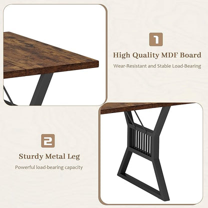 70.8 Inch Dining Table for 4-6 People, Farmhouse Wood Table with Metal Leg, Rectangle Kitchen Tables for Dining Room, Living Room, Conference Room, Breakroom, Vintage Color and Black