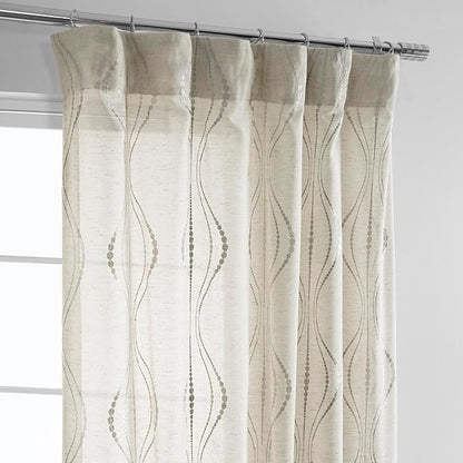 HPD Half Price Drapes Embroidered Linen Sheer Curtains for Living Room 50 X 96 (1 Panel), Rod Pocket Window Curtains for Bedroom, Suez Natural