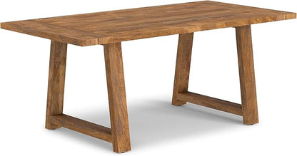 SIMPLIHOME Whitley Dining Table - 72 inch Wide Solid Mango Wood Rectangular Table in Burnt Wax, Modern Farmhouse Style for Dining Room or Kitchen with Extra-Thick Trestle Base, Seats 6