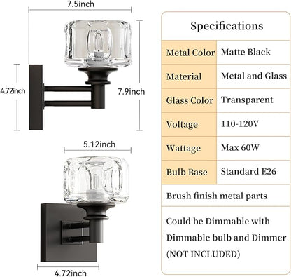 Matte Black Bathroom Wall Sconces 1-Light Wall Sconce Farmhouse Bathroom Sconces(3.7 pounds)