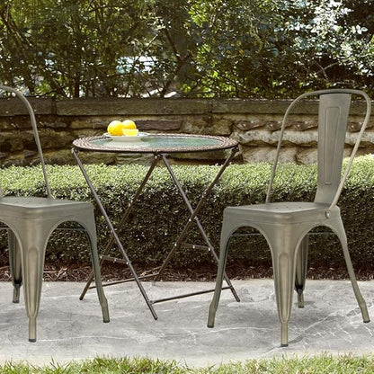 FDW Dining Chairs Set of 4 Metal Chairs Patio Chair Dining Room Kitchen Chair 18 Inches Seat Height Tolix Restaurant Chairs Trattoria Metal Indoor Outdoor Chairs Bar Stackable Chair