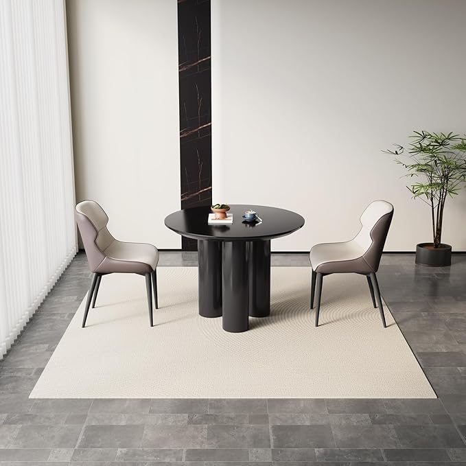 Guyii 39.37" Black Dining Table, Modern Round Kitchen Table, Small Indoor End Table for Kitchen, Bar, Living Room, Small Space, Easy Assembly, Table Only