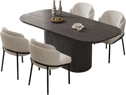 Miuuod 70.86" Oval Dining Table Set for 4, Modern Farmhouse Kitchen Table with 4 Ergonomic Chairs, Large Wood Dining Room Table Set, Rustic Dining Furniture, Dark Grey