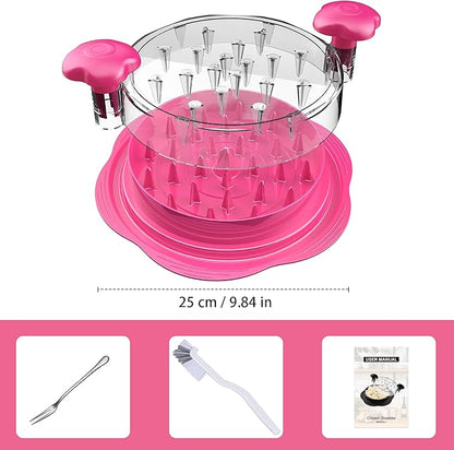 SURETIVIAN Chicken Shredder Large Chicken Breast Shredder Tool Twist with Brush&Fork, Visible Meat Shredder Machine, Anti-Slip Strip, Ergonomic Handle, BPA Free, Pork Beef Chicken(Hot Pink)