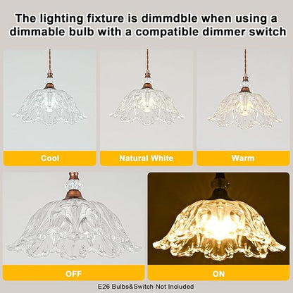 1 Piece Vintage Chandelier Light Fixtures with Crystal Glass Shade, Antique Red Bronze Finish Pendant Light for Kitchen Island, Hanging Light Fixture for Dining Room, Hallway, Living Room, Bedroom