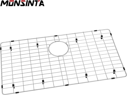 Kitchen Sink Grid and Sink Protector, Stainless Steel Sink Grids 28 3/4" x 15 3/4" with Rear Drain for Single Sink Bowl, Sinka Bottom Grid, Sinks Grate