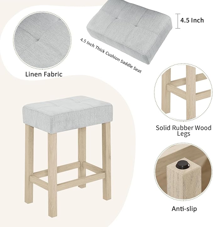 HMFULE 59'' Bar Table and Chairs Set with Power Outlet, Industrial Breakfast Table Set with 3 Padded Stools, Solid Wood Console Table Set for Living Dining Room, Light Oak