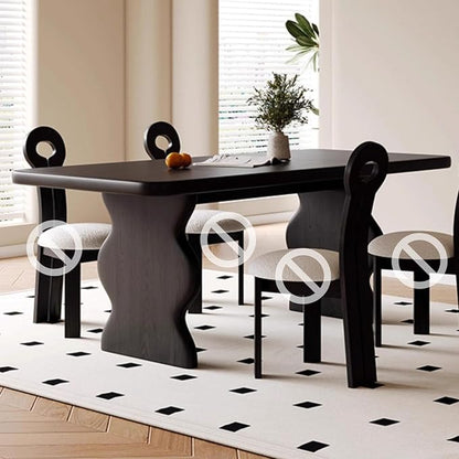 Kitchen Tables, Ripple Shape Modern Dining Table, Wood Dining Room Table for 4-6, Wood Furniture, Computer Office Desk Workstation for Family,Kitchen,Dining Room,Conference Room,Small