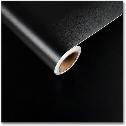 CRE8TIVE 24"x354" Brushed Black Stainless Steel Contact Paper Wide Thick Black Wallpaper Peel and Stick Waterproof Removable Self Adhesive Metallic Vinyl Paper for Kitchen Appliances Dishwasher Fridge