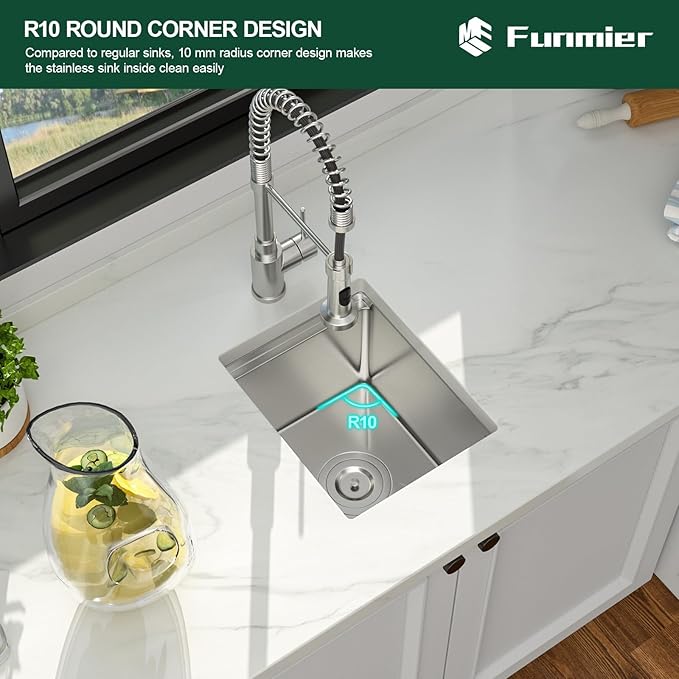 12 Inch Bar Sink - 12 x15 Undermount Bar Sinks Workstation Stainless Steel Outdoor Kitchen Sink 16 Gauge Single Bowl Small Sinks