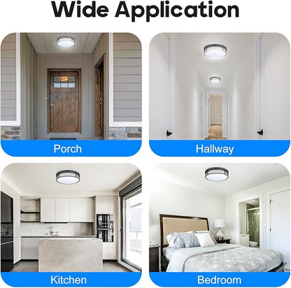 WISBEAM 10 Inch Matte Black Flush Mount Ceiling Light, 23W LED Ceiling Lighting Fixture with 5CCT(2700K/3000K/3500K/4000K/5000K), Dimmable LED Light Fixtures Ceiling Mount for Kitchen Bathroom Hallway