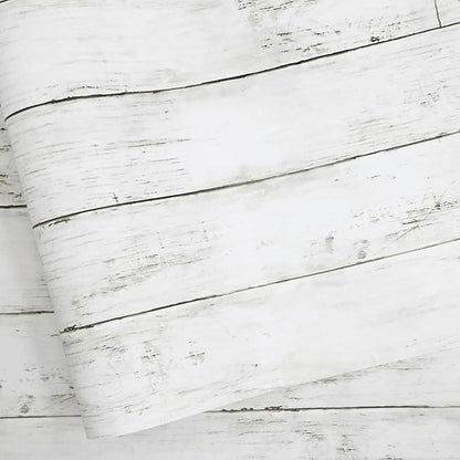 White Grey Wood Paper 17.71 in X 205 in Self-Adhesive Removable Peel and Stick Wallpaper Decorative Wall Covering Vintage Wood Panel Interior Film Surfaces