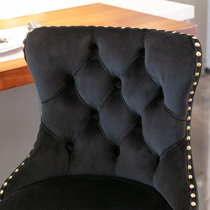 Modern Dining Chair, Mid-Century Kitchen Side Chairs with Tufted Backs, Sturdy Stable Furniture for Home Pub, Kitchen Island and Dining Room,Black-Foam-2PC-2