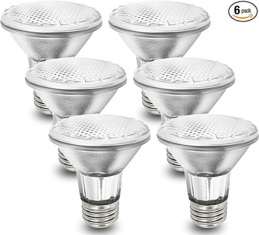 BOGAO Par20 Bulbs, 6 Pcs 120V 50W Par20 Light Bulbs, E26 Medium Base Long Lasting Life High Output Reflector Flood Lights Replacement Range Hood Light - Warm Light