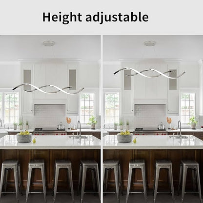 Dimmable Chrome Chandelier for Dining Room, Adjustable Height Pendant Light Fixtures Over Table, Modern Kitchen Island Lighting, 42.9in 31W (Chrome 42.9")