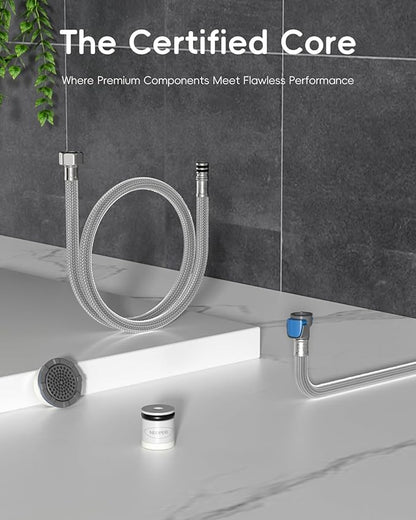APPASO Kitchen Faucets with Pull Down Sprayer 3-Mode, 360° Swivel, 20-Inch Hose, Single Handle High Arc SUS 304 Stainless Steel Brushed Nickel Faucet with Deck Plate for 1-3 Hole Sink
