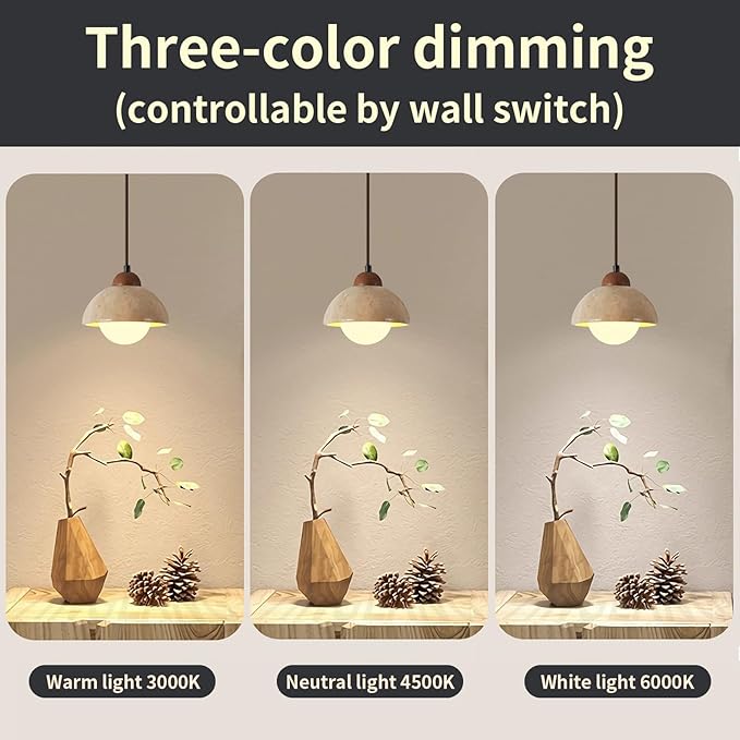 Japanese Wabi sabi Pendant Light with Natural Stone Shade, Dimmable Modern Wood Hanging Lamp Fixture, Adjustable Height Pendant Lamp for Bedroom, Kitchen Island, Dining Room, Restaurant, Cafe, Bar (D)