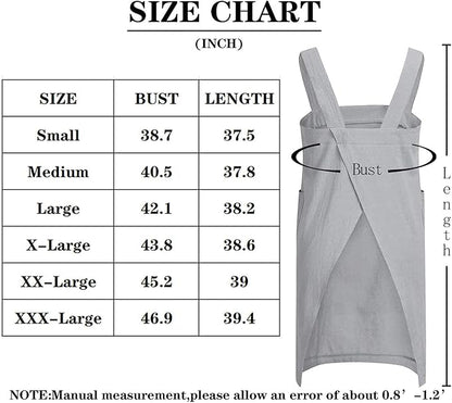 VLZUFE Cotton Linen Apron for women Cross Back Apron Pinafore Dress for Baking Cooking Gardening Work
