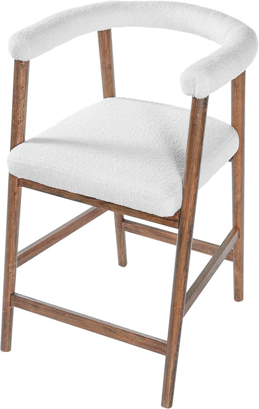Merax 2-Piece Wooden Farmhouse Counter Height Dining Chairs for Kitchen Island, Dining Room, Upholstered Cafe Bar Stools with Armrest, Walnut Set of 2