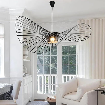 Modern Black Woven Chandelier, 62.99" Farmhouse Coastal Hat Pendant Light Fixtures Matte Black Handwoven Shade Boho Pendant Hanging Lamp for Kitchen Dining Room Bedroom Foyer Hallway