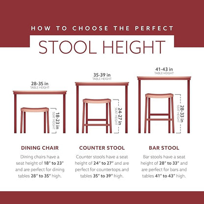 Linon Zeke Walnut Solid Wood Backless Round Counter Stool with 24 Inch Seat Height