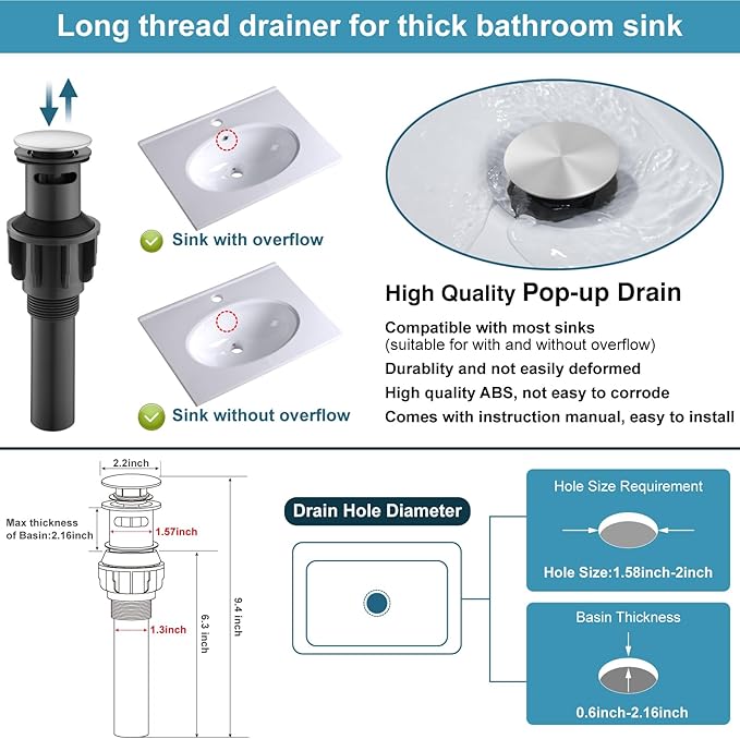 Midanya 8 inch Widespread Bathroom Sink Faucet,Modern Waterfall 3 Hole 2 Handles Bathroom Faucet 8" Vanity Faucets with Pop Up Drain and Water Supply Lines,Brushed Nickel