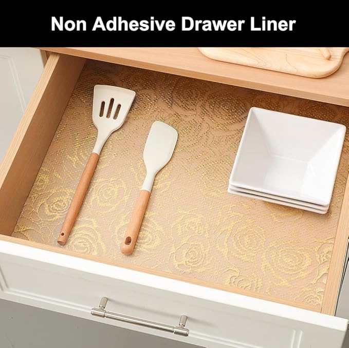 Cooyes Shelf Liner – Premium Non-Adhesive Cabinet & Drawer Liner for Kitchen – Waterproof Shelf Paper with Modern Pattern – Durable EVA Cabinet Mat – Easy to Cut （17.5" W x 360" L）