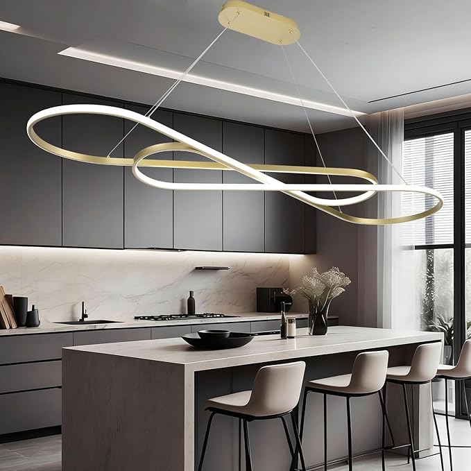 Modern Gold Chandelier for Dining Room Light Fixture Over Table