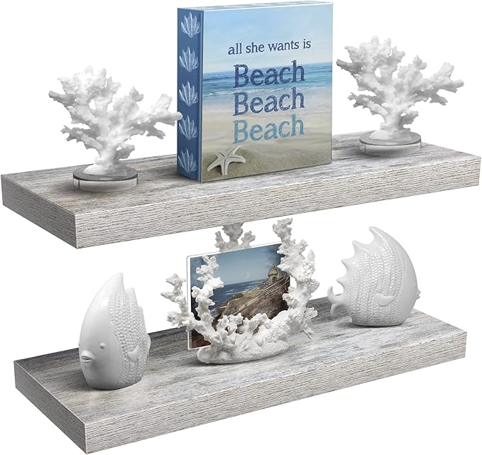 Sorbus Floating Shelves - 2 Pack 24 X 9 Inch Rustic Blue Wall Shelves for Bedroom, Kitchen, Living Room, Bathroom Shelves, Home Decor - Extra Long Floating Shelf for Trophy, Books Frames, Toilet Paper