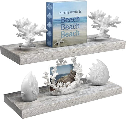 Sorbus Floating Shelves - 2 Pack 24 X 9 Inch Rustic Blue Wall Shelves for Bedroom, Kitchen, Living Room, Bathroom Shelves, Home Decor - Extra Long Floating Shelf for Trophy, Books Frames, Toilet Paper
