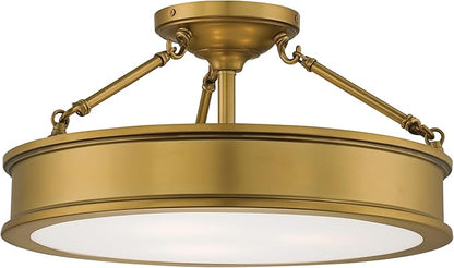 Minka Lavery 4177-249 Harbour Point Semi-Flush, 3-Light, 300 Total Watts, 19-in H x 9.75-in W, Liberty Gold