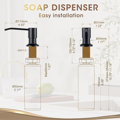 Kitchen Faucets with Sprayer, Matte Black High Arc Single Handle Spring Stainless Steel Kitchen Sink Faucet with Soap Dispenser, Utility Ideal for Farmhouse RV Laundry Commercial & Camper