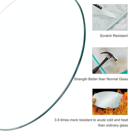 24" Inch Round Glass Table Top 0.24" Inch Thick Tempered Pencil Polished Edge Glass Table Top，for Dining Table, Coffee Table, Restaurant Table