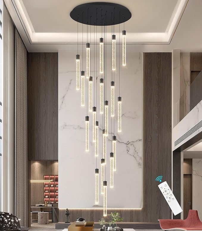 Long Large Modern Led Crystal Chandeliers Modern Spiral Chandeliers High Ceilings Chandelier for Staircase Foyer