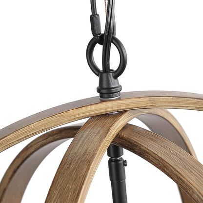 LOG BARN 20'' Farmhouse Chandelier, Faux-Wood Hanging 4-Light Fixture for Dining & Living Room, Bedroom, Foyer and Entryway