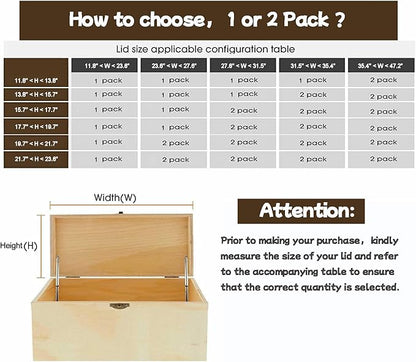 2 Pack | Soft Close Hinges for Toy Boxes, Wooden Chests, Cedar Storage, Trunks & Benches | Tension Adjustable Slow Down Chest Hinges | Also for Lift up Flip Doors.