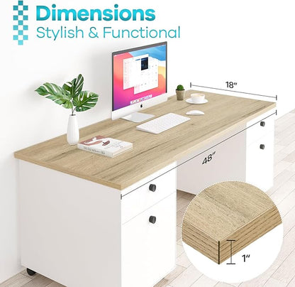Kaboon 48x18 inches Tabletop, Solid One-Piece Desktop for Sit Stand Desk, Double Desks, L Desk DIY,Wood Countertop Home or Commercial Use,1 inch Thick, Light Oak